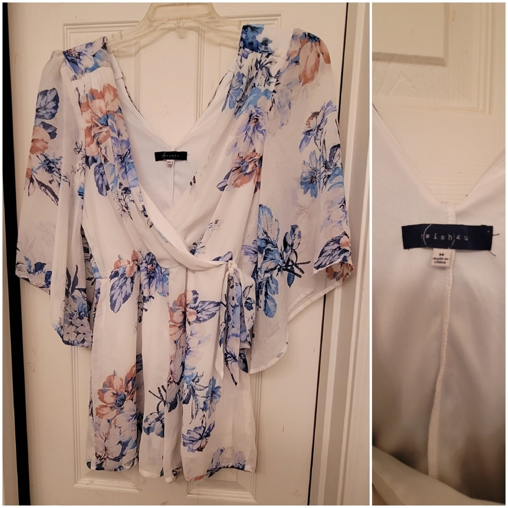 DO NOT BUY ALONE BUNDLE ONLY Wish4u Romper withTie blue floral